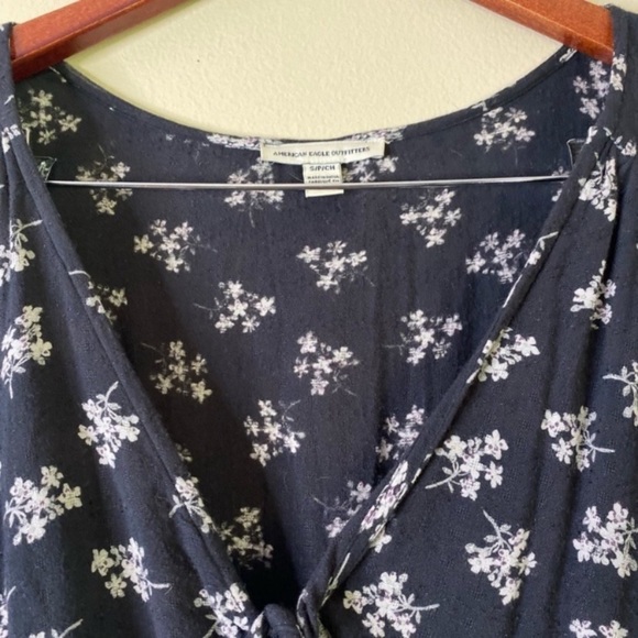 American Eagle Cut Out Floral Dress Black Size Small - Picture 2 of 6